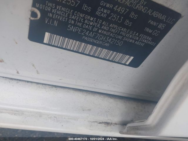 Photo 8 VIN: 5NPE24AF7GH342150 - HYUNDAI SONATA 