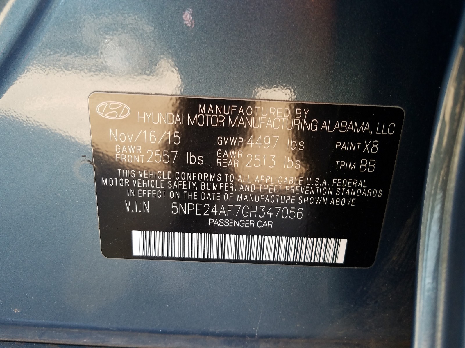 Photo 9 VIN: 5NPE24AF7GH347056 - HYUNDAI SONATA SE 