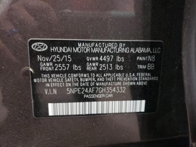 Photo 9 VIN: 5NPE24AF7GH354332 - HYUNDAI SONATA 