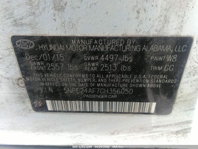 Photo 8 VIN: 5NPE24AF7GH356050 - HYUNDAI SONATA 