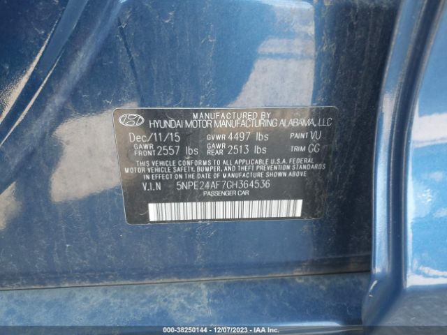 Photo 8 VIN: 5NPE24AF7GH364536 - HYUNDAI SONATA 