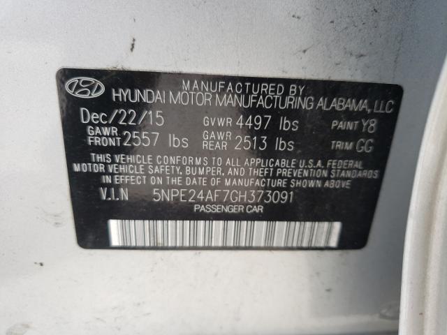 Photo 9 VIN: 5NPE24AF7GH373091 - HYUNDAI SONATA SE 