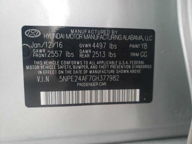 Photo 9 VIN: 5NPE24AF7GH377982 - HYUNDAI SONATA SE 