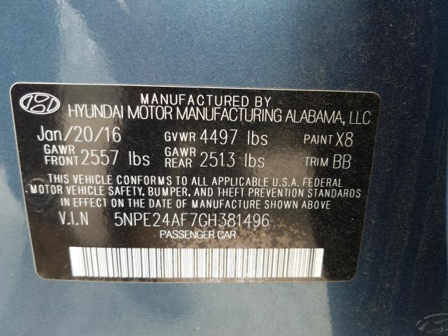 Photo 9 VIN: 5NPE24AF7GH381496 - HYUNDAI SONATA SE 