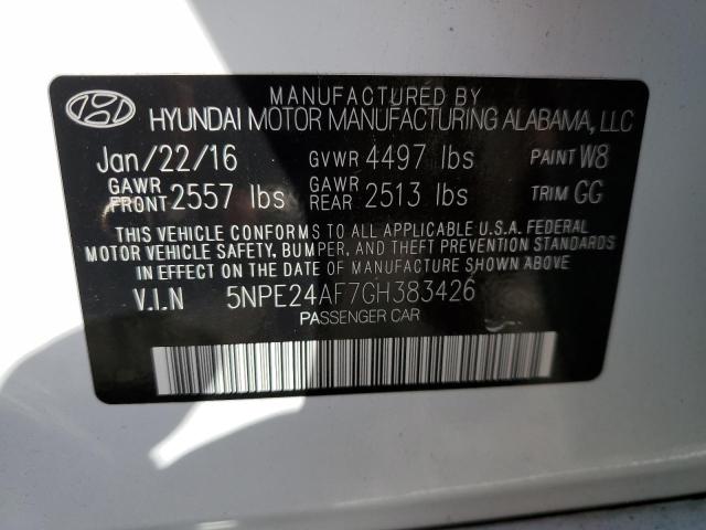 Photo 9 VIN: 5NPE24AF7GH383426 - HYUNDAI SONATA SE 