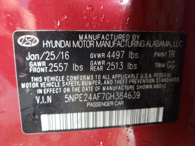 Photo 9 VIN: 5NPE24AF7GH384639 - HYUNDAI SONATA SE 