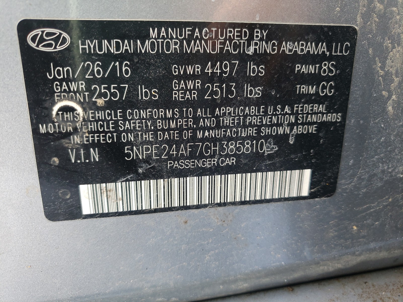 Photo 9 VIN: 5NPE24AF7GH385810 - HYUNDAI SONATA 