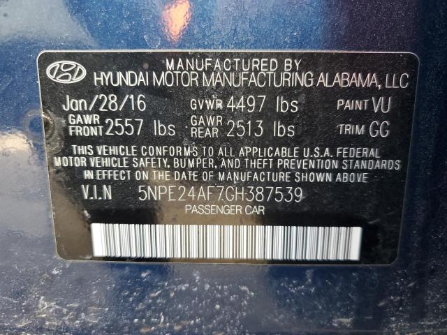 Photo 11 VIN: 5NPE24AF7GH387539 - HYUNDAI SONATA 