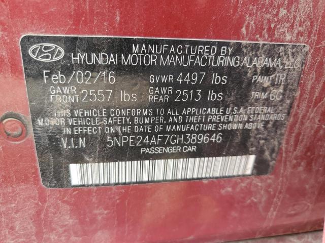 Photo 11 VIN: 5NPE24AF7GH389646 - HYUNDAI SONATA SE 