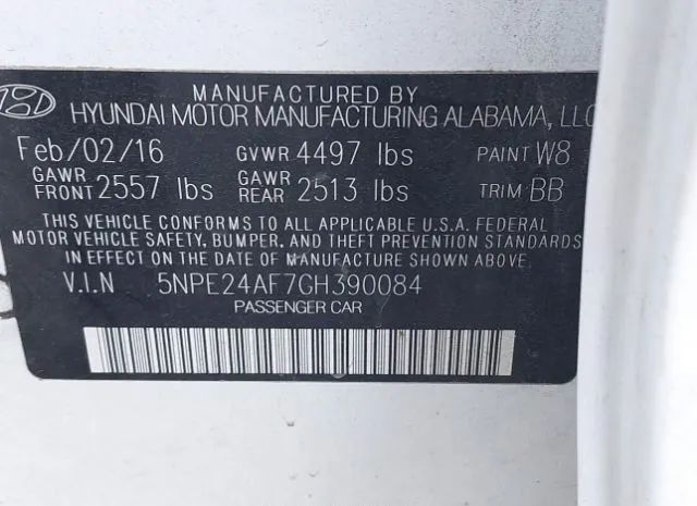 Photo 8 VIN: 5NPE24AF7GH390084 - HYUNDAI SONATA 