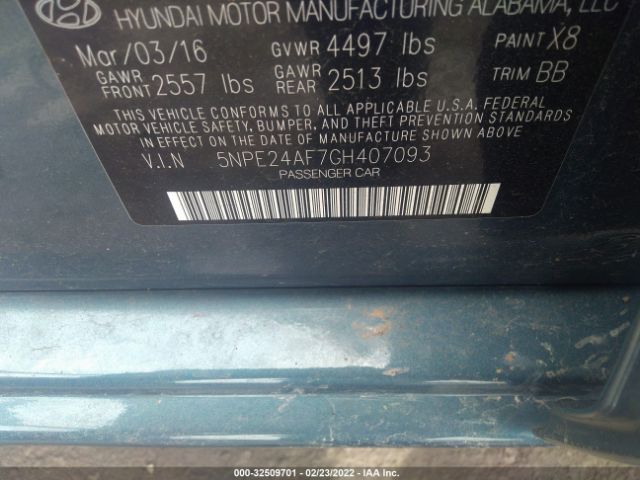 Photo 8 VIN: 5NPE24AF7GH407093 - HYUNDAI SONATA 