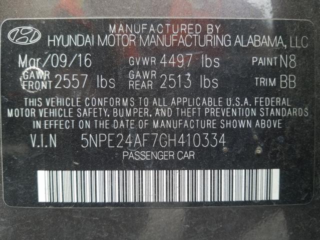 Photo 9 VIN: 5NPE24AF7GH410334 - HYUNDAI SONATA SE 