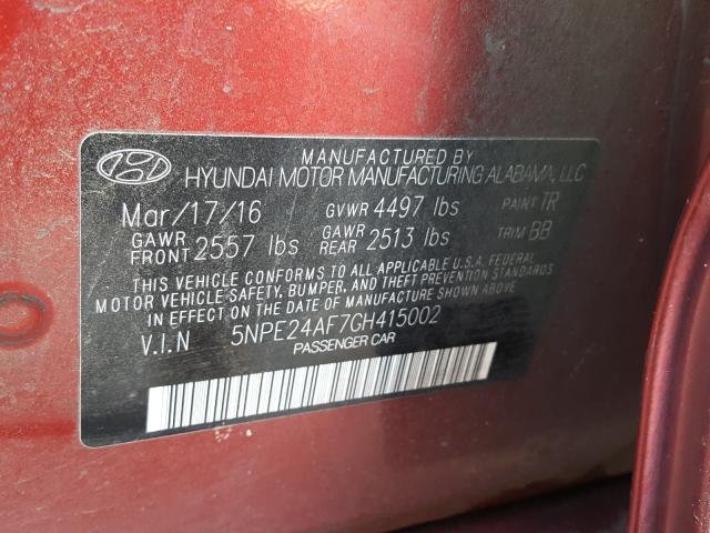 Photo 9 VIN: 5NPE24AF7GH415002 - HYUNDAI SONATA SE 