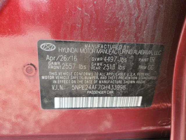 Photo 11 VIN: 5NPE24AF7GH433998 - HYUNDAI SONATA 