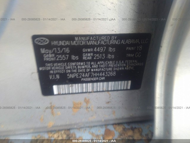 Photo 8 VIN: 5NPE24AF7HH443268 - HYUNDAI SONATA 