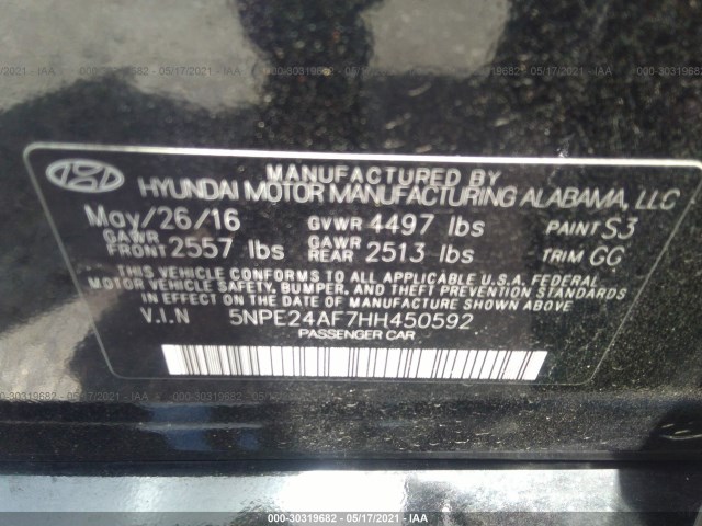 Photo 8 VIN: 5NPE24AF7HH450592 - HYUNDAI SONATA 