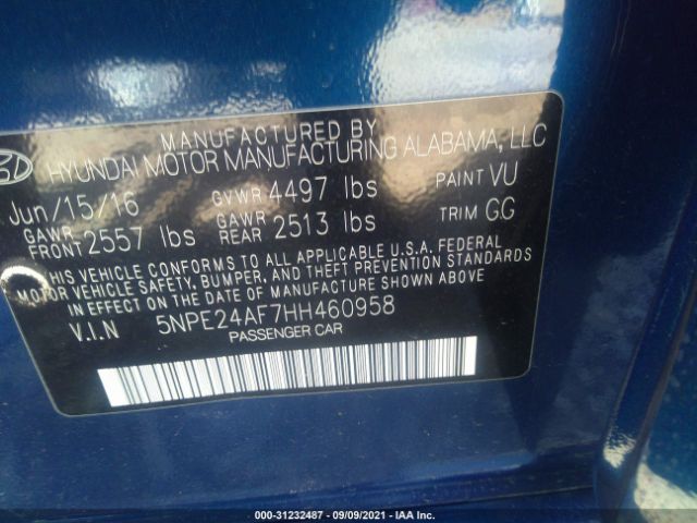 Photo 8 VIN: 5NPE24AF7HH460958 - HYUNDAI SONATA 