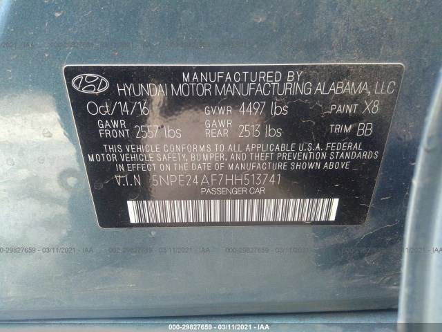 Photo 8 VIN: 5NPE24AF7HH513741 - HYUNDAI SONATA 