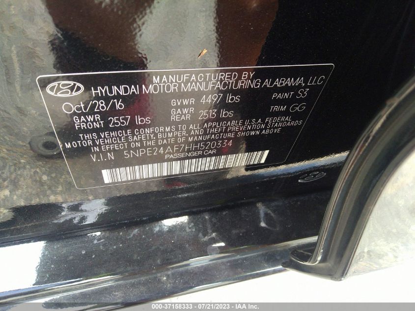 Photo 8 VIN: 5NPE24AF7HH520334 - HYUNDAI SONATA 