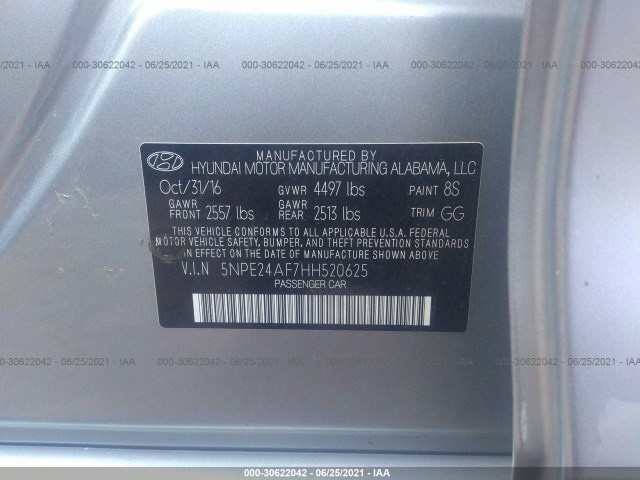 Photo 8 VIN: 5NPE24AF7HH520625 - HYUNDAI SONATA 