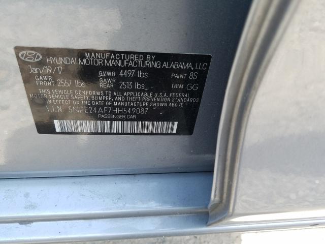 Photo 9 VIN: 5NPE24AF7HH549087 - HYUNDAI SONATA 