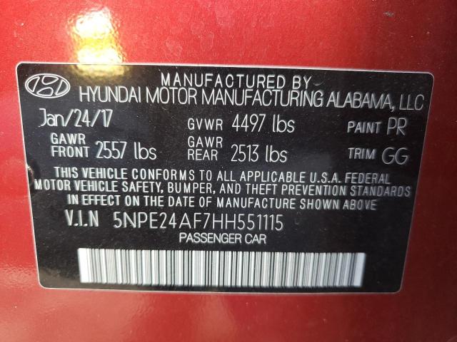 Photo 9 VIN: 5NPE24AF7HH551115 - HYUNDAI SONATA SE 