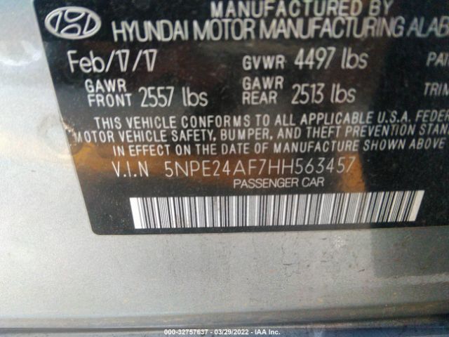 Photo 8 VIN: 5NPE24AF7HH563457 - HYUNDAI SONATA 