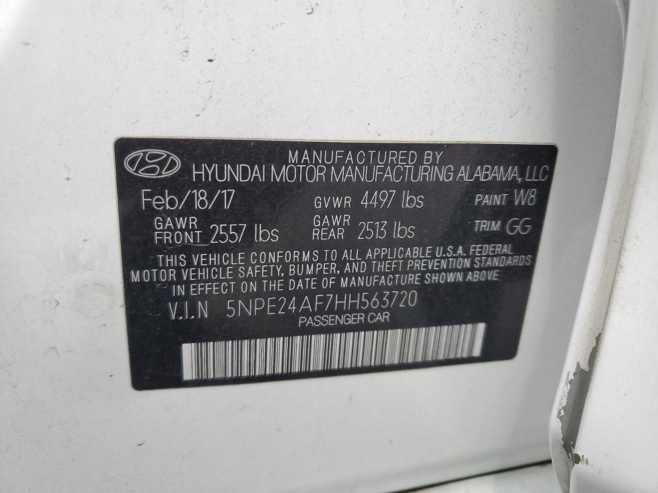 Photo 11 VIN: 5NPE24AF7HH563720 - HYUNDAI SONATA 