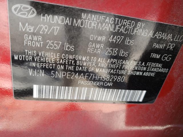 Photo 9 VIN: 5NPE24AF7HH582980 - HYUNDAI SONATA 