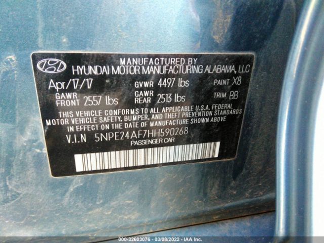 Photo 8 VIN: 5NPE24AF7HH590268 - HYUNDAI SONATA 