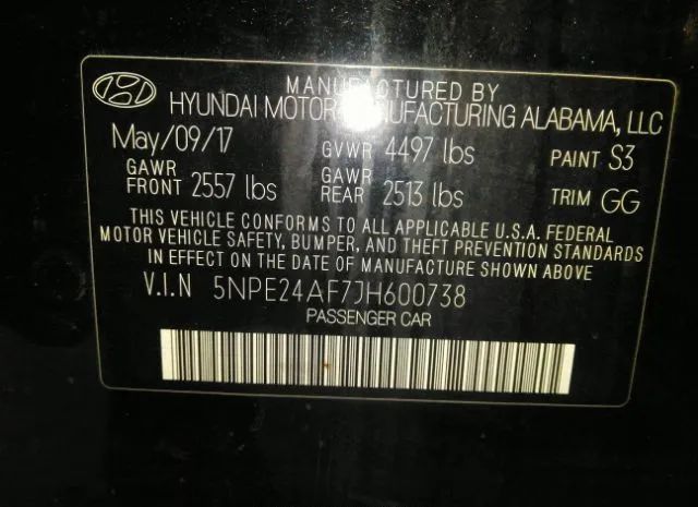 Photo 8 VIN: 5NPE24AF7JH600738 - HYUNDAI SONATA 