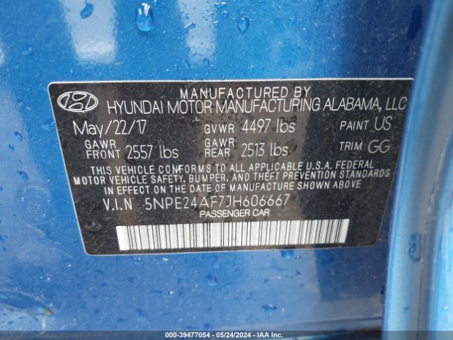 Photo 8 VIN: 5NPE24AF7JH606667 - HYUNDAI SONATA 