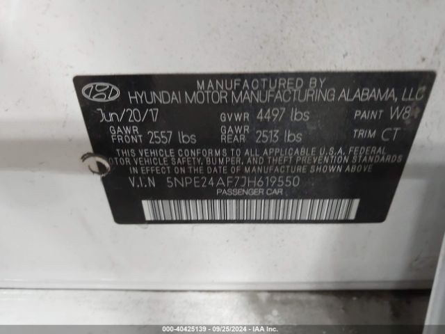 Photo 8 VIN: 5NPE24AF7JH619550 - HYUNDAI SONATA 