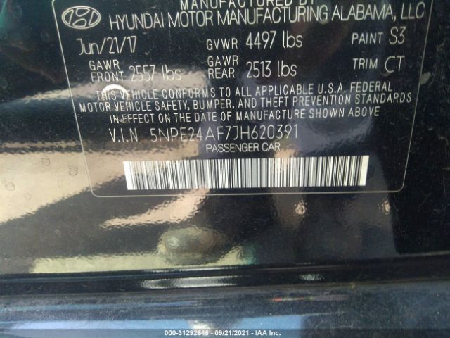 Photo 8 VIN: 5NPE24AF7JH620391 - HYUNDAI SONATA 