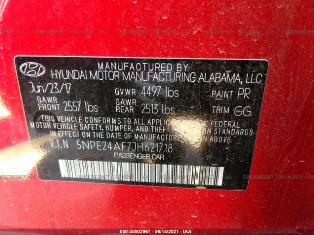 Photo 8 VIN: 5NPE24AF7JH621718 - HYUNDAI SONATA 