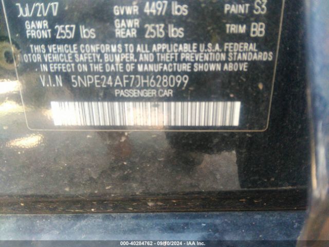 Photo 8 VIN: 5NPE24AF7JH628099 - HYUNDAI SONATA 