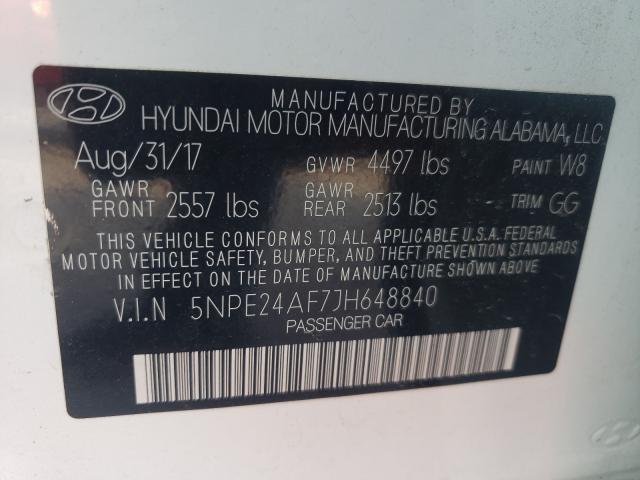 Photo 9 VIN: 5NPE24AF7JH648840 - HYUNDAI SONATA SE 