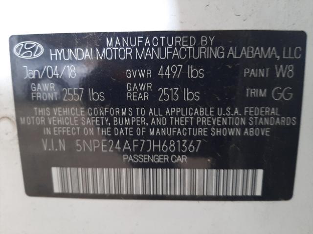 Photo 9 VIN: 5NPE24AF7JH681367 - HYUNDAI SONATA SE 