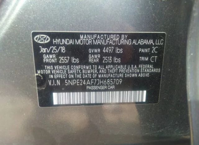 Photo 8 VIN: 5NPE24AF7JH685709 - HYUNDAI SONATA 