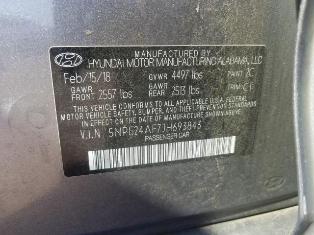 Photo 9 VIN: 5NPE24AF7JH693843 - HYUNDAI SONATA 