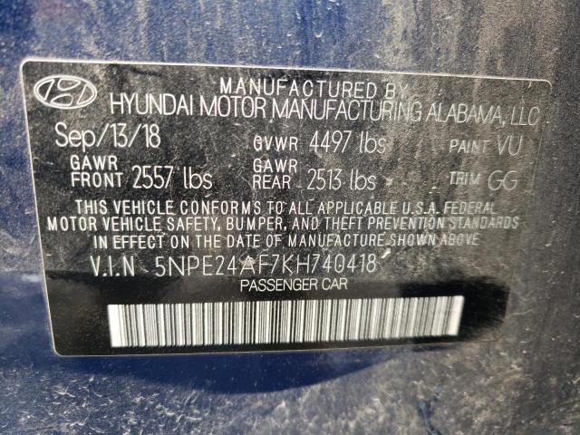 Photo 11 VIN: 5NPE24AF7KH740418 - HYUNDAI SONATA 