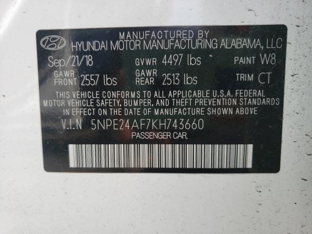 Photo 9 VIN: 5NPE24AF7KH743660 - HYUNDAI SONATA SE 