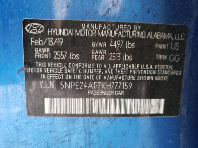 Photo 9 VIN: 5NPE24AF7KH777159 - HYUNDAI SONATA SE 