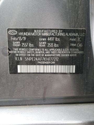 Photo 11 VIN: 5NPE24AF7KH777212 - HYUNDAI SONATA SE 