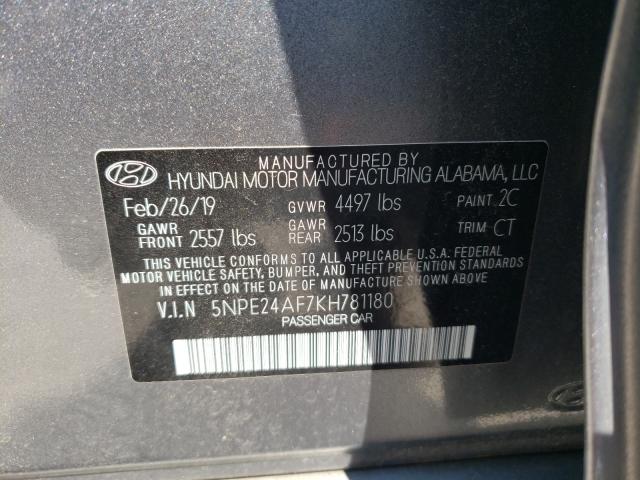 Photo 9 VIN: 5NPE24AF7KH781180 - HYUNDAI SONATA 