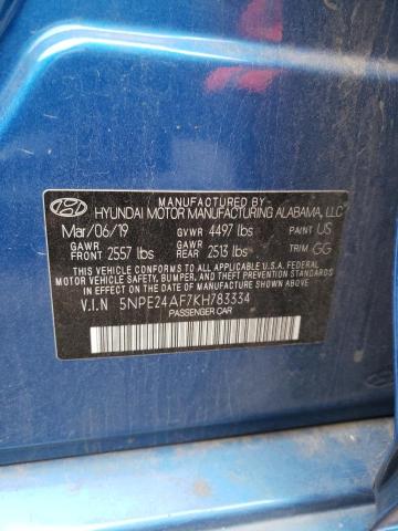 Photo 11 VIN: 5NPE24AF7KH783334 - HYUNDAI SONATA SE 