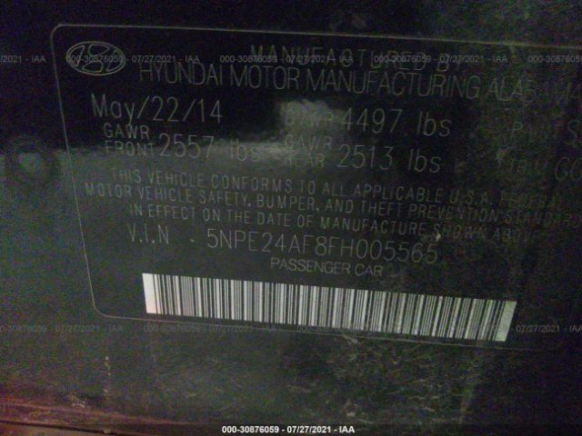 Photo 8 VIN: 5NPE24AF8FH005565 - HYUNDAI SONATA 