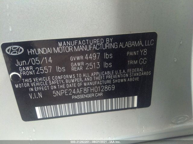 Photo 8 VIN: 5NPE24AF8FH012869 - HYUNDAI SONATA 