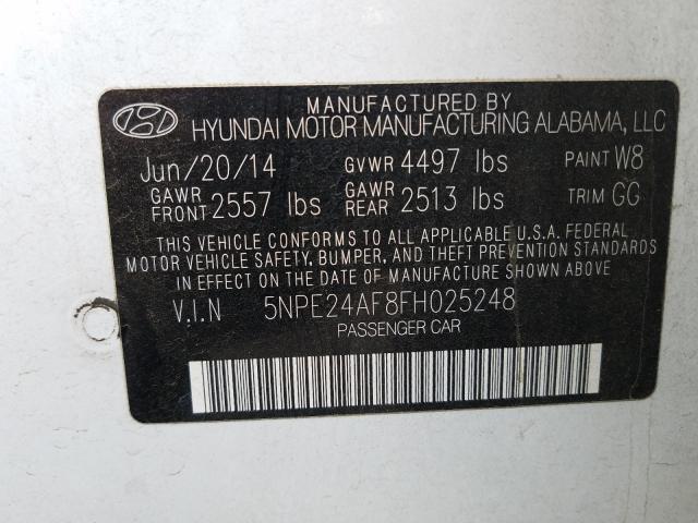 Photo 9 VIN: 5NPE24AF8FH025248 - HYUNDAI SONATA SE 