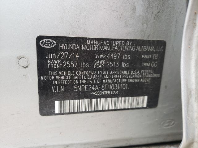 Photo 9 VIN: 5NPE24AF8FH031101 - HYUNDAI SONATA SE 